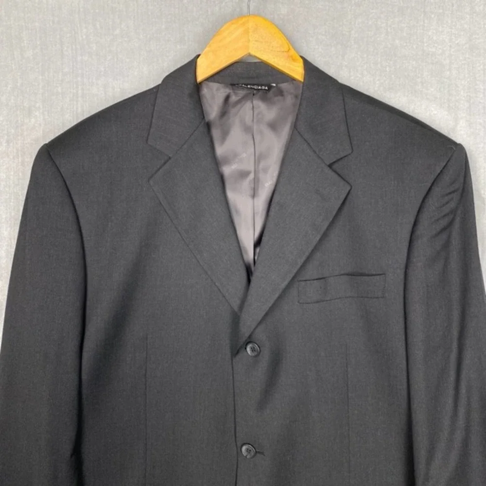 Vtg Balenciaga‎ Blazer Mens 54 US 44R Black 100% Wool Classic Tailored